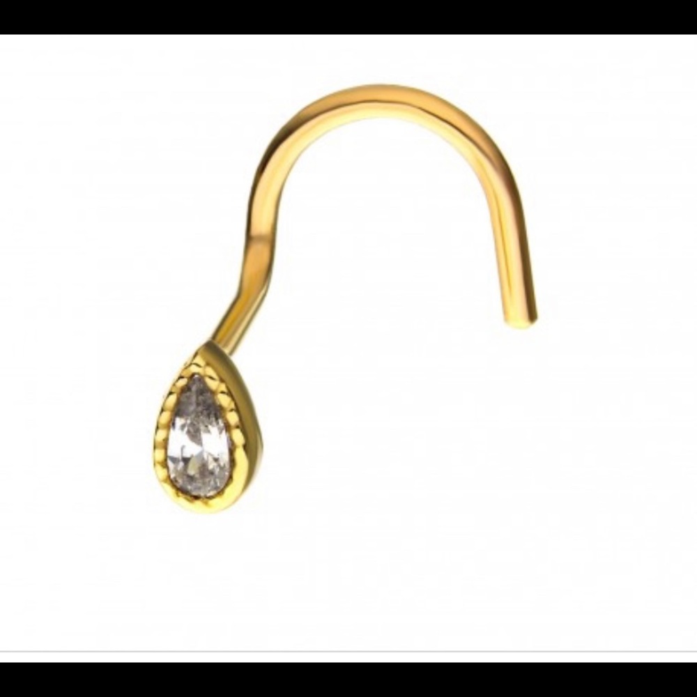 Invictus teardrop nostril screw 20g 14k gold